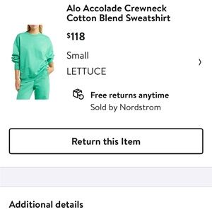 Alo Accolade Crewneck sweatshirt size small
